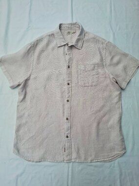 Faherty 100% Linen Button Up Palma Shirt Men's XL Short Sleeve Light Pink